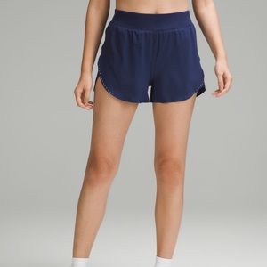 Lulu Lemon Navy Fast and Free 3’’ shorts